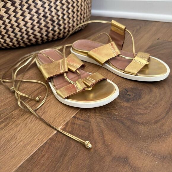 BCBGMAXAZRIA Vitalia Gold Leather Gladiator Sandal $138 36.5 6 6.5 - Picture 3 of 8